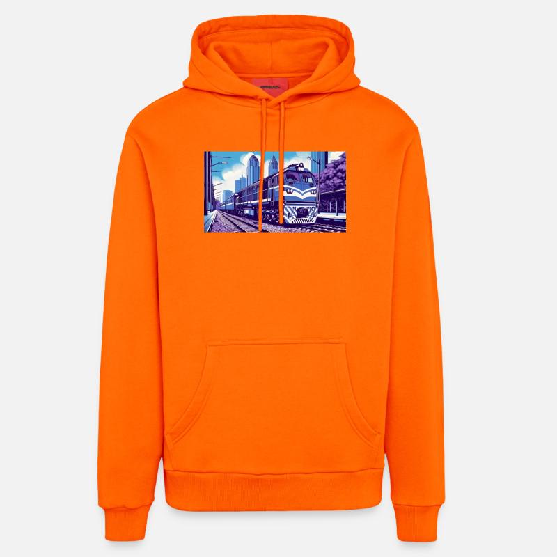 Train 2 1 - Sweat à capuche bio décontracté fabriqué en UE - SUNSET ORANGE