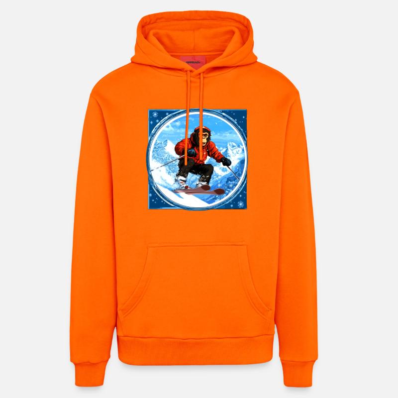 Singe de ski - Sweat à capuche bio décontracté fabriqué en UE - SUNSET ORANGE