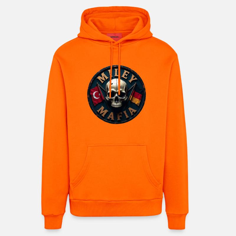 Crâne militaire avec drapeaux - Sweat à capuche bio décontracté fabriqué en UE - SUNSET ORANGE