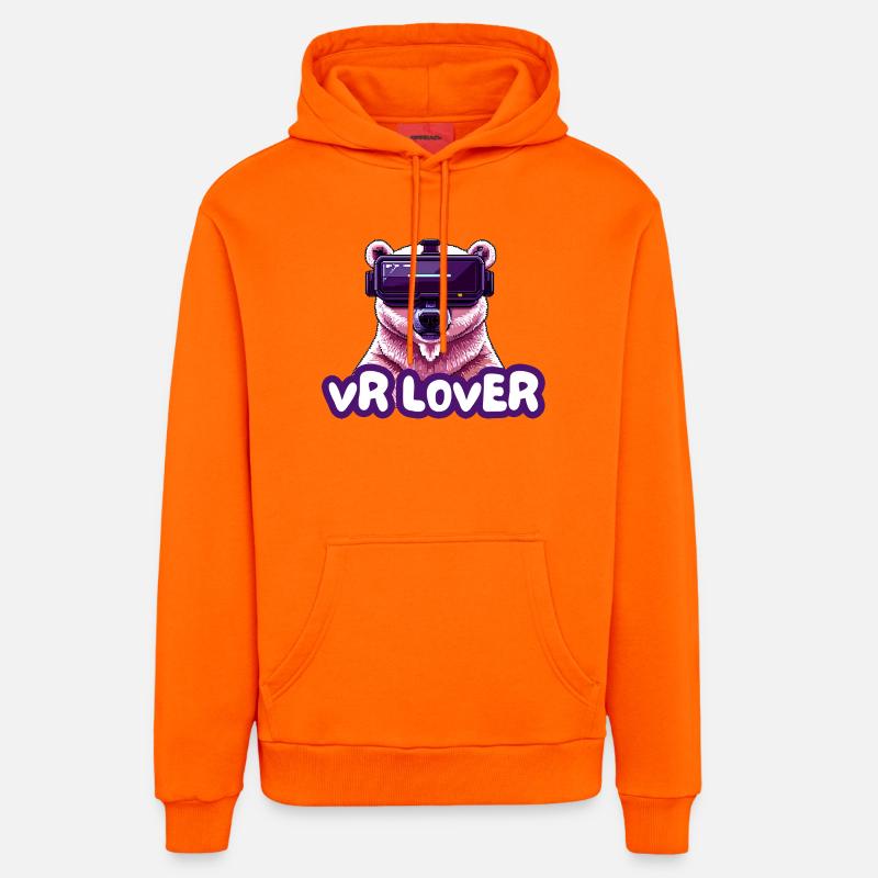 VR Bär mit Virtual Reality Brille - Organic Relaxed Hoodie Made in EU - SUNSET ORANGE