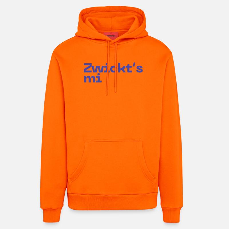Mi de Zwickt - Austropop - Sweat à capuche bio décontracté fabriqué en UE - SUNSET ORANGE