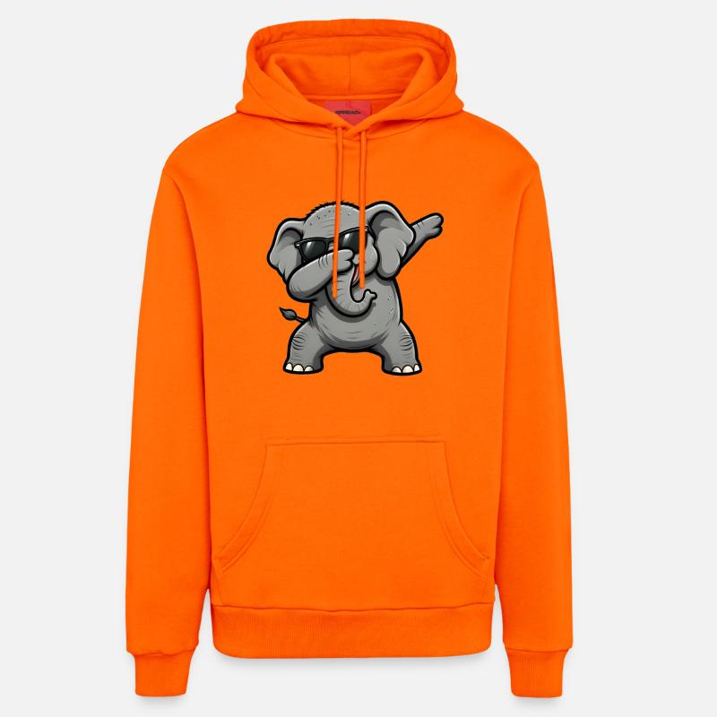 Éléphant de dab - Sweat à capuche bio décontracté fabriqué en UE - SUNSET ORANGE