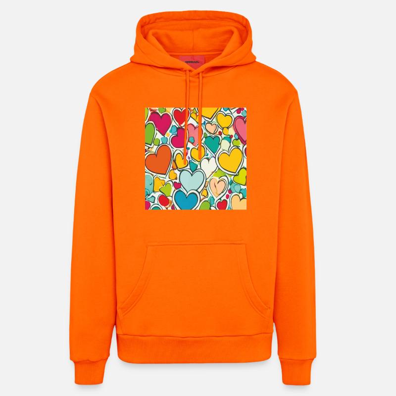 Le cœur en aquarelle - Sweat à capuche bio décontracté fabriqué en UE - SUNSET ORANGE