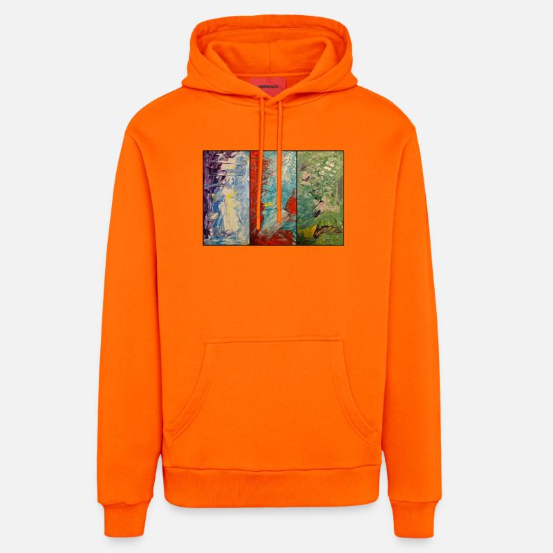 Flux de couleur triptyque - Sweat à capuche bio décontracté fabriqué en UE - SUNSET ORANGE