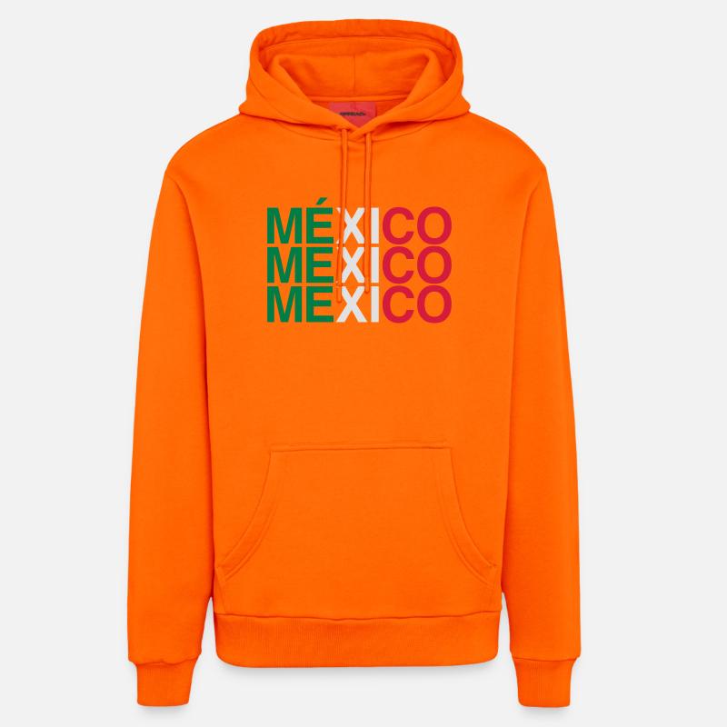 Drapeau du Mexique Drapeau mexicain - Sweat à capuche bio décontracté fabriqué en UE - SUNSET ORANGE