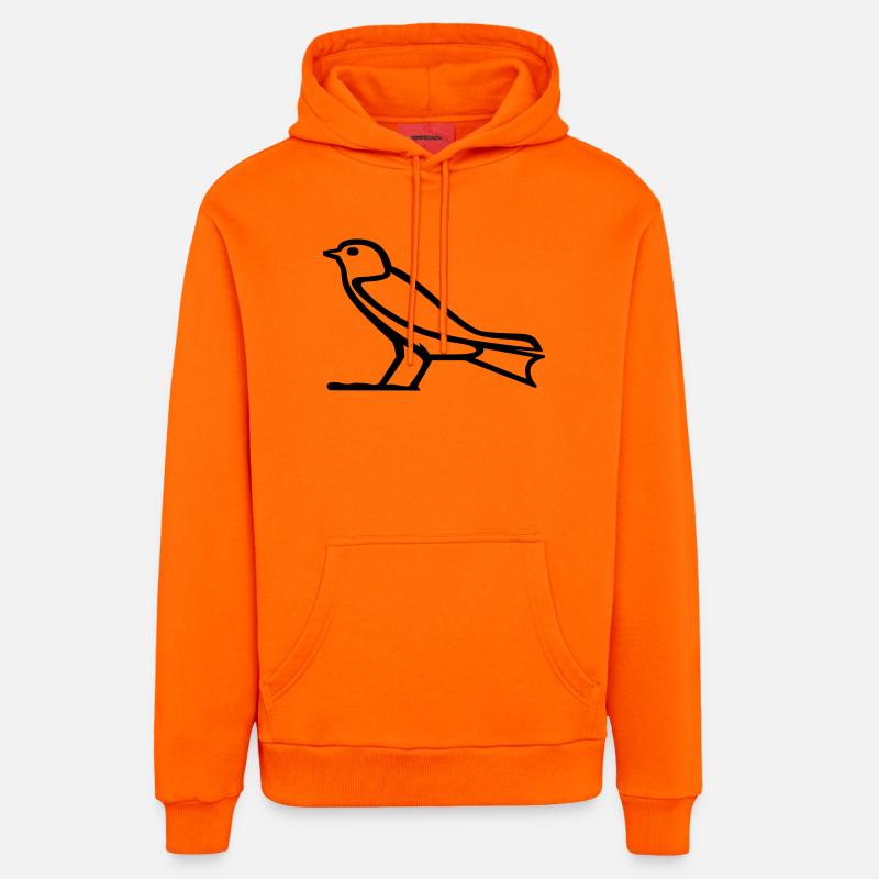 Hiéroglyphe d’oiseau - Sweat à capuche bio décontracté fabriqué en UE - SUNSET ORANGE