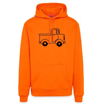 Joyeux camion transparent, voiture jouet - Sweat à capuche bio décontracté fabriqué en UE - SUNSET ORANGE - Devant