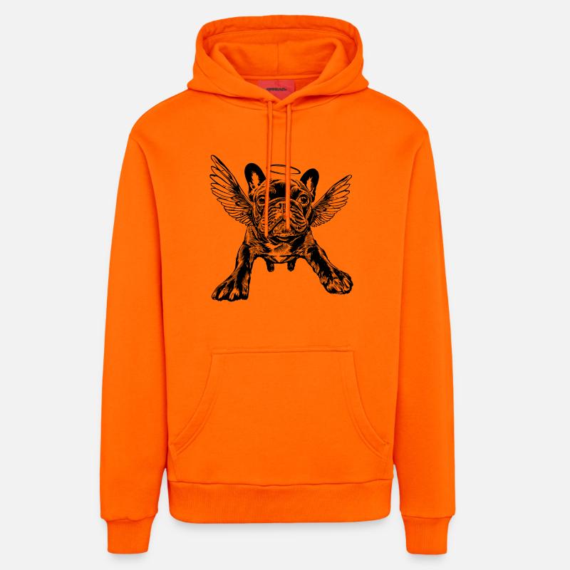 Bouledogue français avec ailes Bouledogue français - Sweat à capuche bio décontracté fabriqué en UE - SUNSET ORANGE