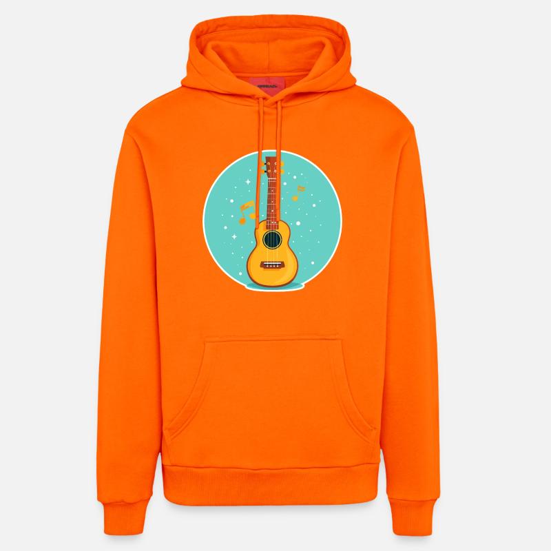 Illustration de ukulélé - Sweat à capuche bio décontracté fabriqué en UE - SUNSET ORANGE