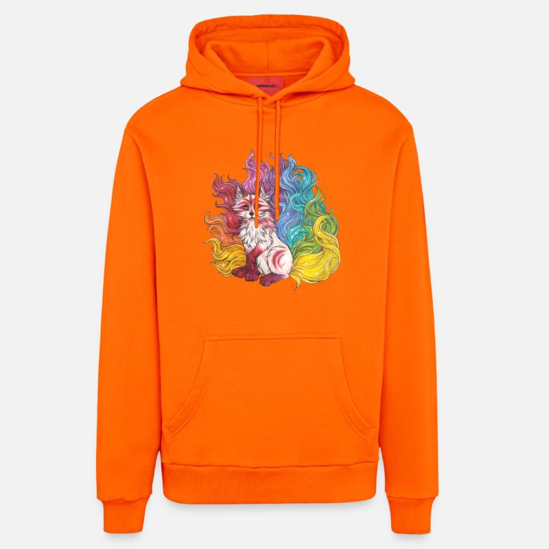 Manga Rainbow Kitsune Mythical Fox Gift - Sweat à capuche bio décontracté fabriqué en UE - SUNSET ORANGE