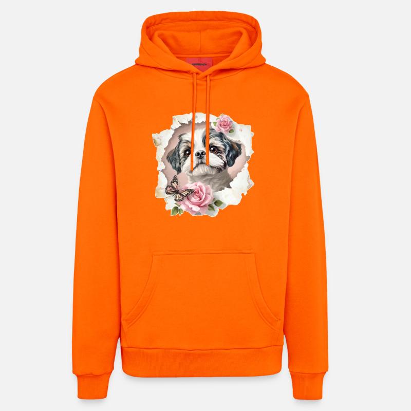 Shih Tzu - Sweat à capuche bio décontracté fabriqué en UE - SUNSET ORANGE