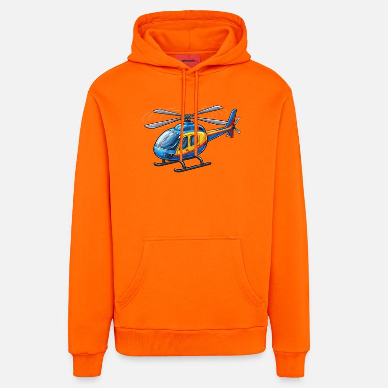 Dessin animé d’hélicoptère - Sweat à capuche bio décontracté fabriqué en UE - SUNSET ORANGE