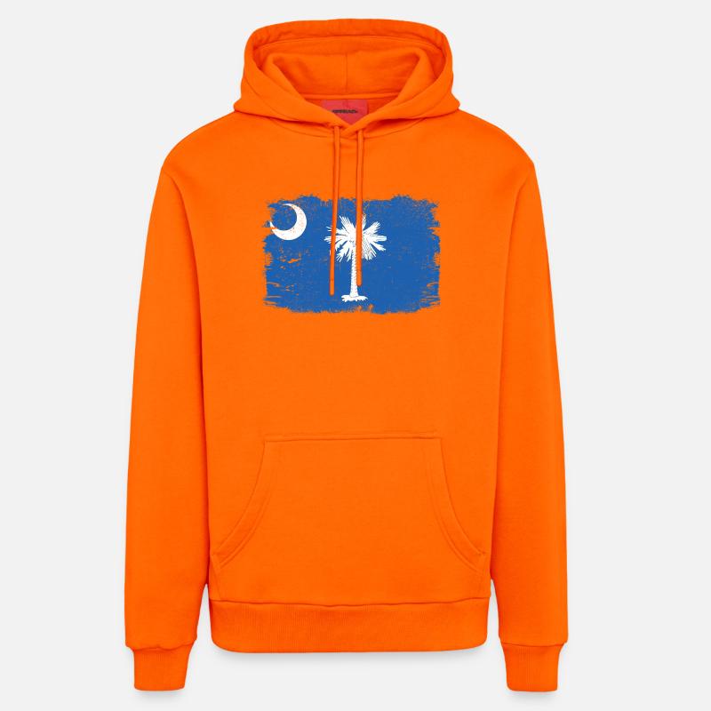 Drapeau de Caroline du Sud vieilli - Sweat à capuche bio décontracté fabriqué en UE - SUNSET ORANGE
