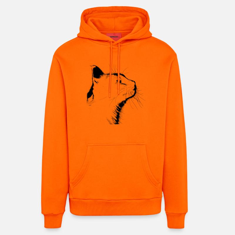 Silhouette de chat - Sweat à capuche bio décontracté fabriqué en UE - SUNSET ORANGE