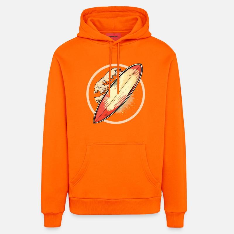 Graphiques de planche de surf - Sweat à capuche bio décontracté fabriqué en UE - SUNSET ORANGE
