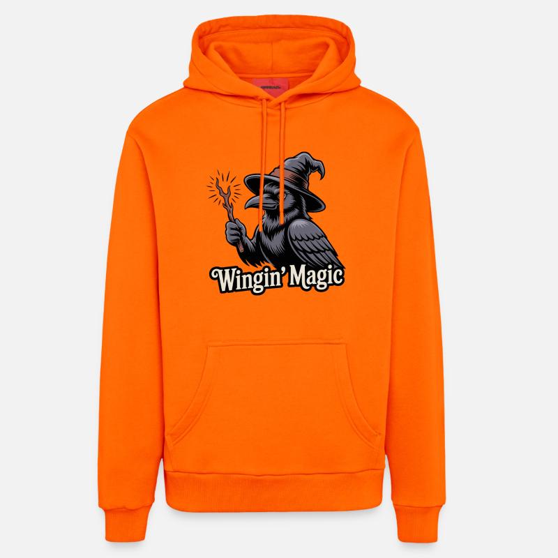 Corbeau magique ailé - Sweat à capuche bio décontracté fabriqué en UE - SUNSET ORANGE