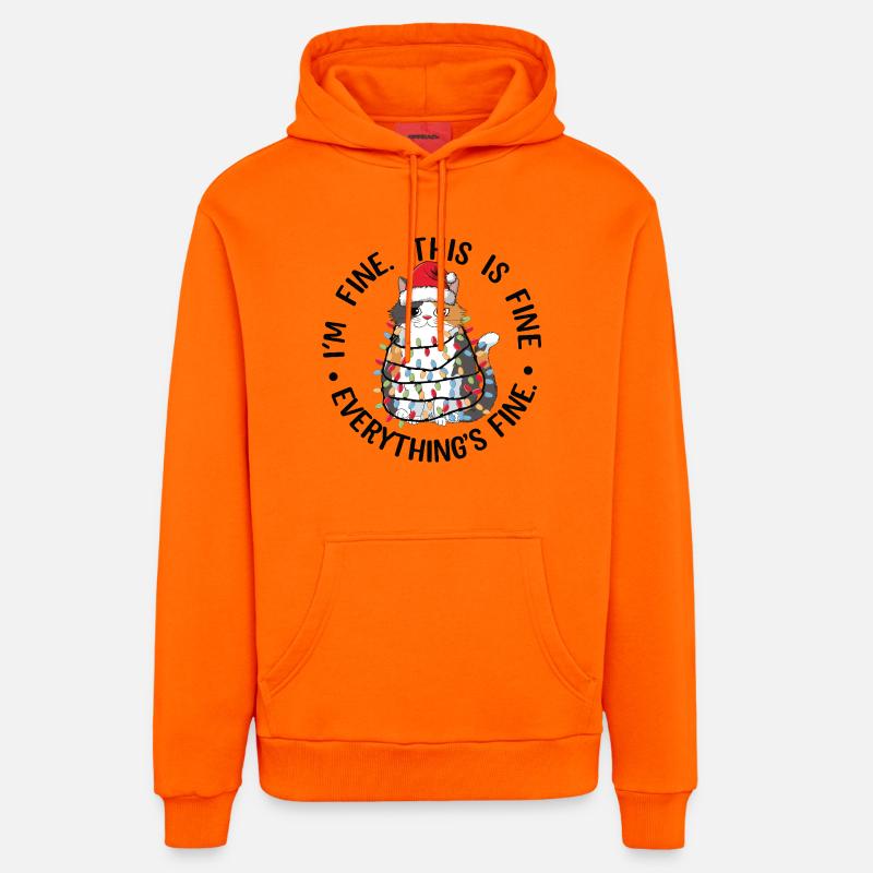 Chat guirlande et bonnet de Noël - Sweat à capuche bio décontracté fabriqué en UE - SUNSET ORANGE