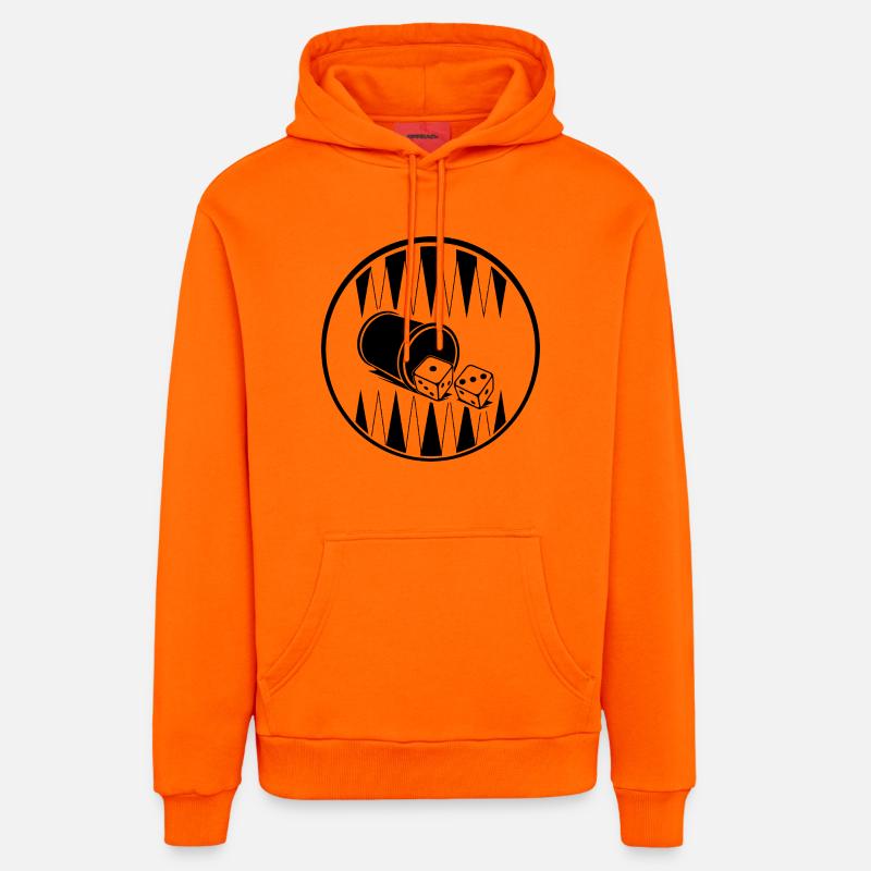Backgammon | Jeu de société | Don - Sweat à capuche bio décontracté fabriqué en UE - SUNSET ORANGE