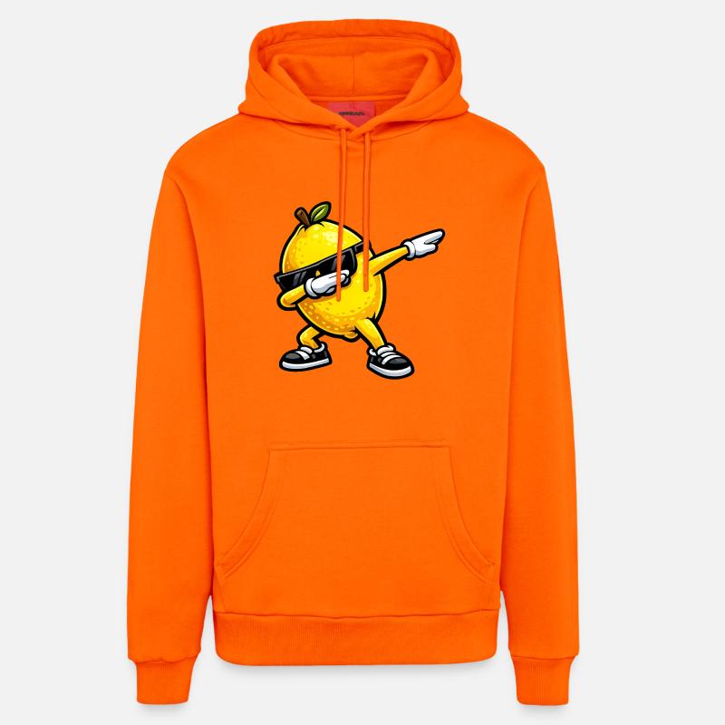 Tamponnement du citron - Sweat à capuche bio décontracté fabriqué en UE - SUNSET ORANGE