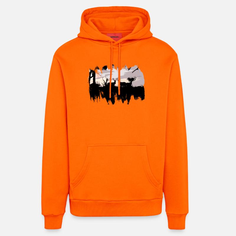 cervides a l'approche - Sweat à capuche bio décontracté fabriqué en UE - SUNSET ORANGE