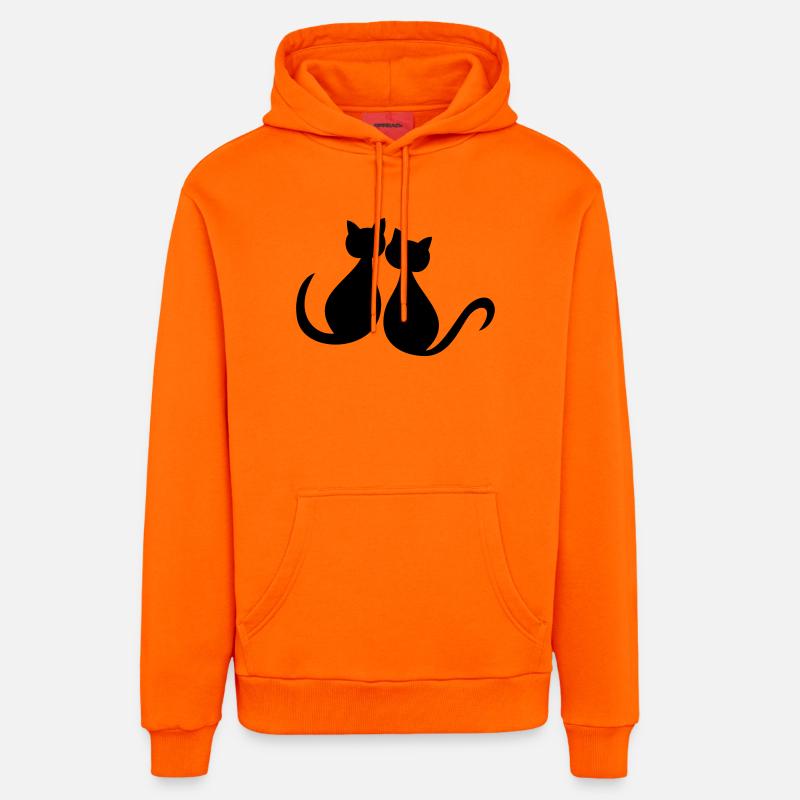 Les chats adorent la Saint-Valentin - Sweat à capuche bio décontracté fabriqué en UE - SUNSET ORANGE