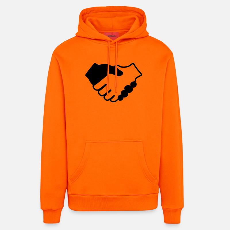 Mains en noir et blanc - Sweat à capuche bio décontracté fabriqué en UE - SUNSET ORANGE