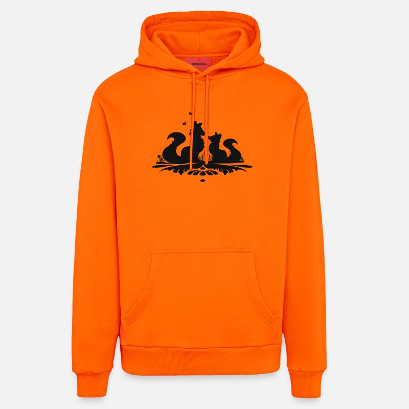 Silhouette de deux renards mignons - Sweat à capuche bio décontracté fabriqué en UE - SUNSET ORANGE