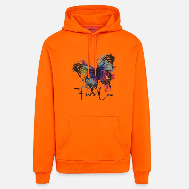 Rainbow Butterfly Splash libre d’aimer - Sweat à capuche bio décontracté fabriqué en UE - SUNSET ORANGE