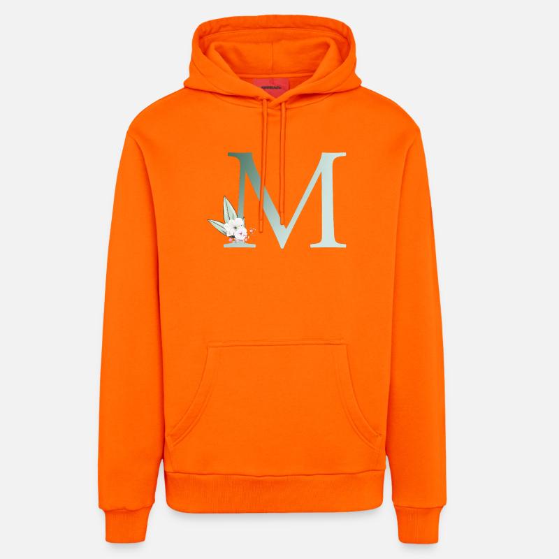 M Monogram, Floral, Personnalisable - Sweat à capuche bio décontracté fabriqué en UE - SUNSET ORANGE