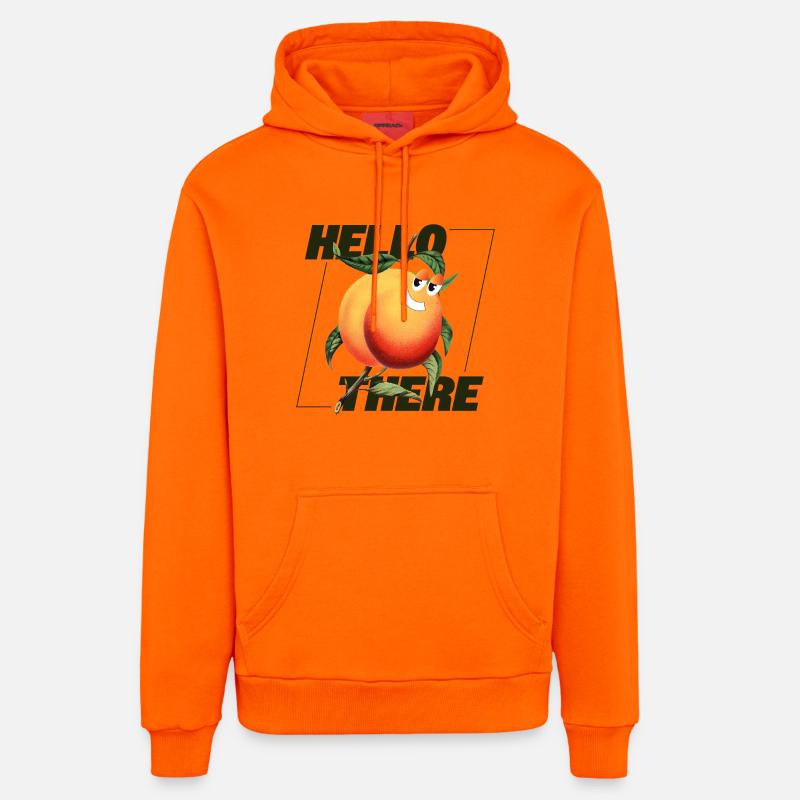 Peach Retro – Déclaration Hello There - Sweat à capuche bio décontracté fabriqué en UE - SUNSET ORANGE