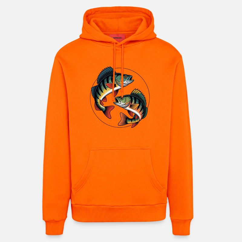 Deux perchoirs de saut - Sweat à capuche bio décontracté fabriqué en UE - SUNSET ORANGE