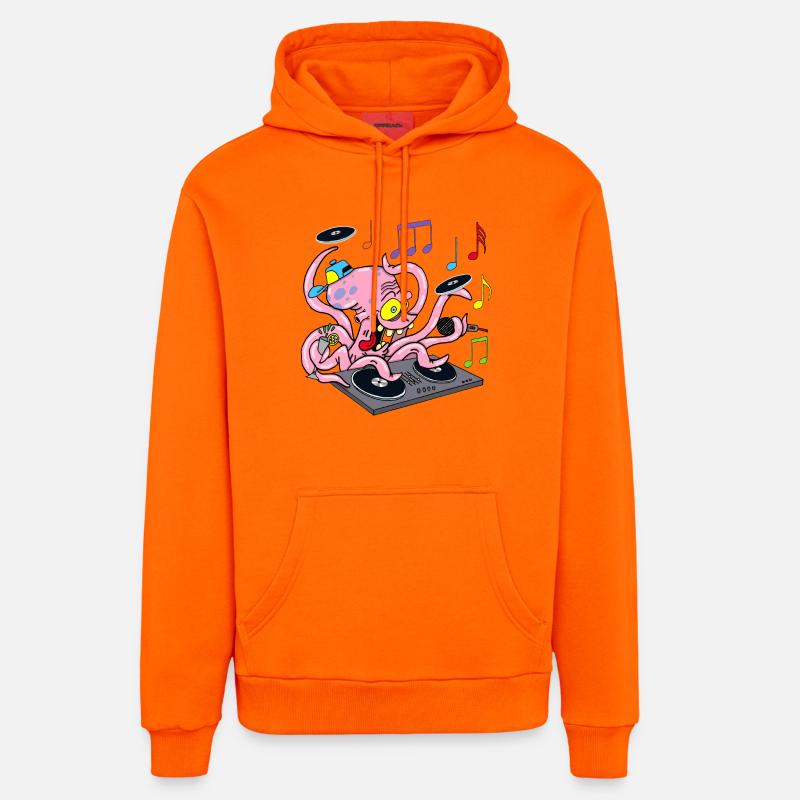 Pieuvre deejay - Sweat à capuche bio décontracté fabriqué en UE - SUNSET ORANGE