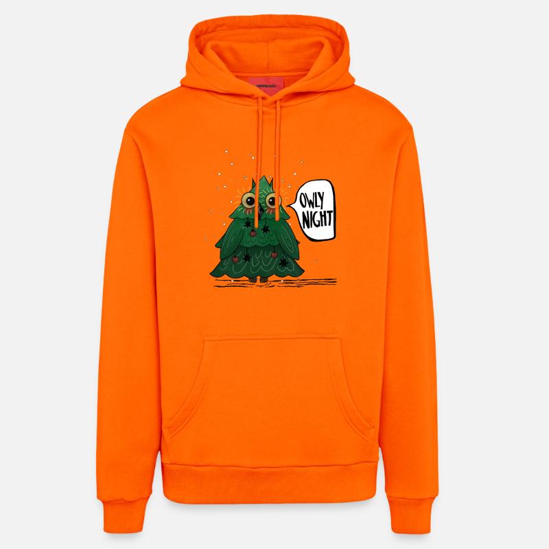 Owly Christmas Night Weihnachtsbaum Eule - Organic Relaxed Hoodie Made in EU - SUNSET ORANGE