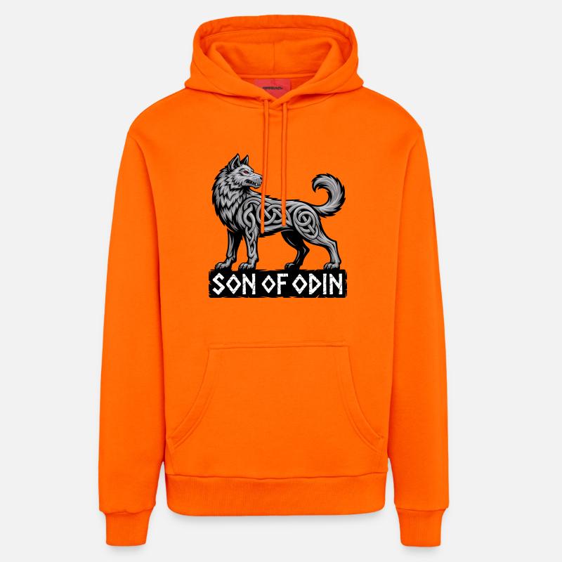 Fils d’Odin Wolf - Sweat à capuche bio décontracté fabriqué en UE - SUNSET ORANGE