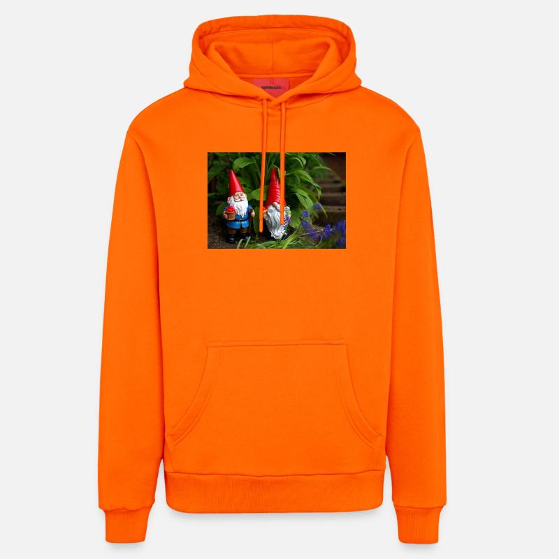 Nains de jardin dans le parterre - Sweat à capuche bio décontracté fabriqué en UE - SUNSET ORANGE