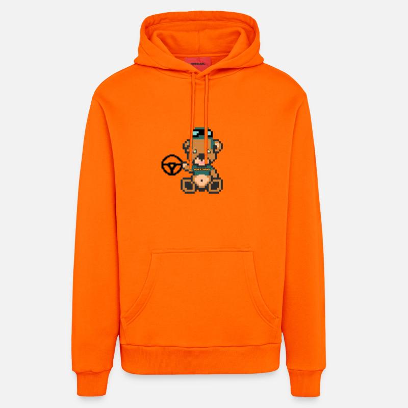 Pixel Bear Racing - Sweat à capuche bio décontracté fabriqué en UE - SUNSET ORANGE