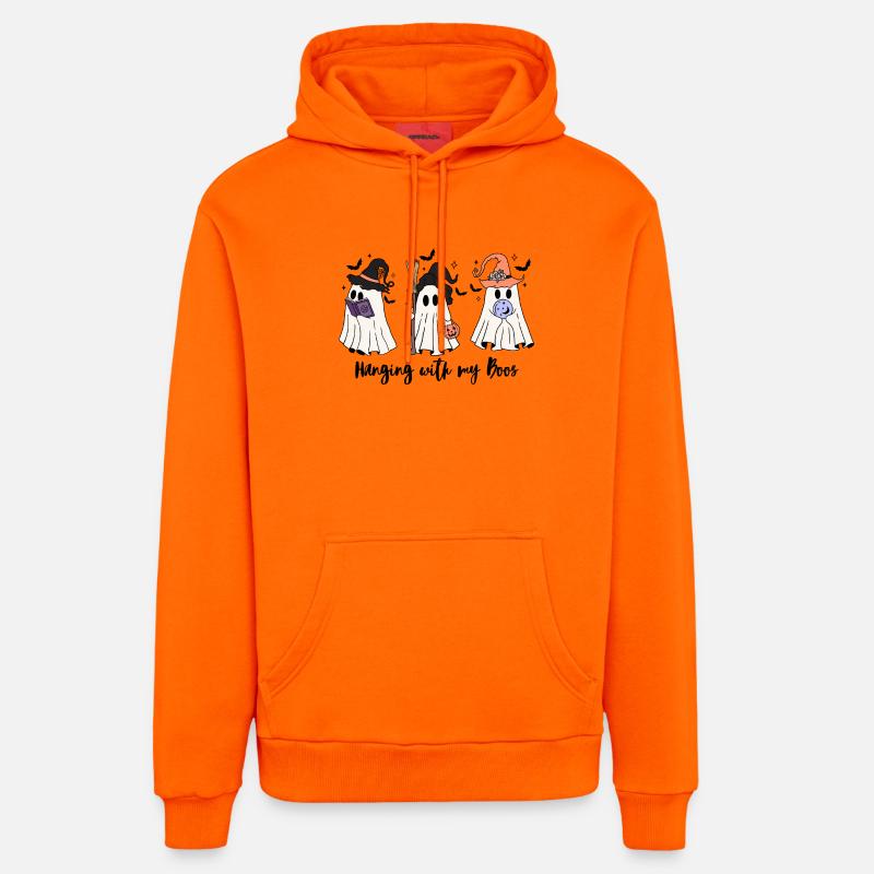 🧙 ♀️ Witchy Ghost Squad – Effrayant et mignon 👻 - Sweat à capuche bio décontracté fabriqué en UE - SUNSET ORANGE