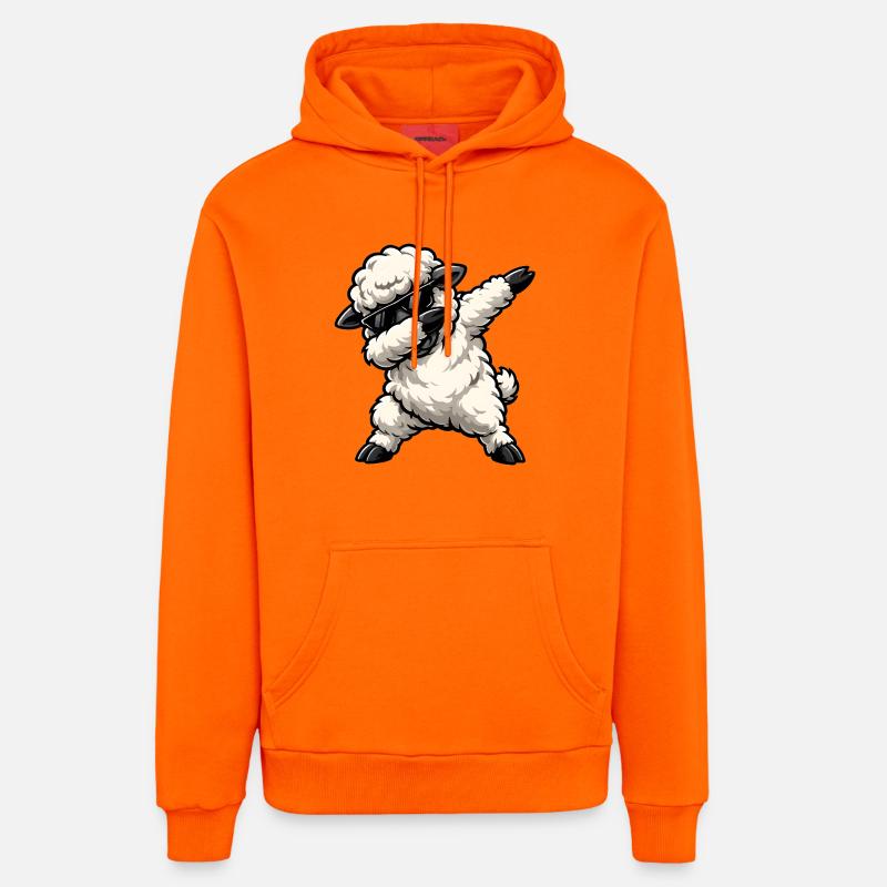 Tamponnage des moutons - Sweat à capuche bio décontracté fabriqué en UE - SUNSET ORANGE