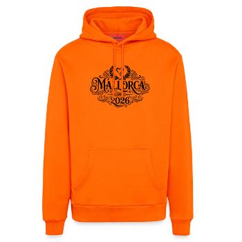 Mallorca 2026 - Organic Relaxed Hoodie Made in EU - SUNSET ORANGE - Vorne