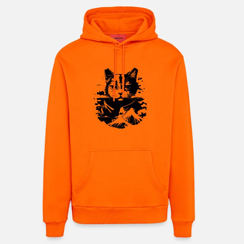 Look d’anime de chat - Sweat à capuche bio décontracté fabriqué en UE - SUNSET ORANGE