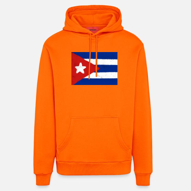 Drapeau de Cuba - Sweat à capuche bio décontracté fabriqué en UE - SUNSET ORANGE
