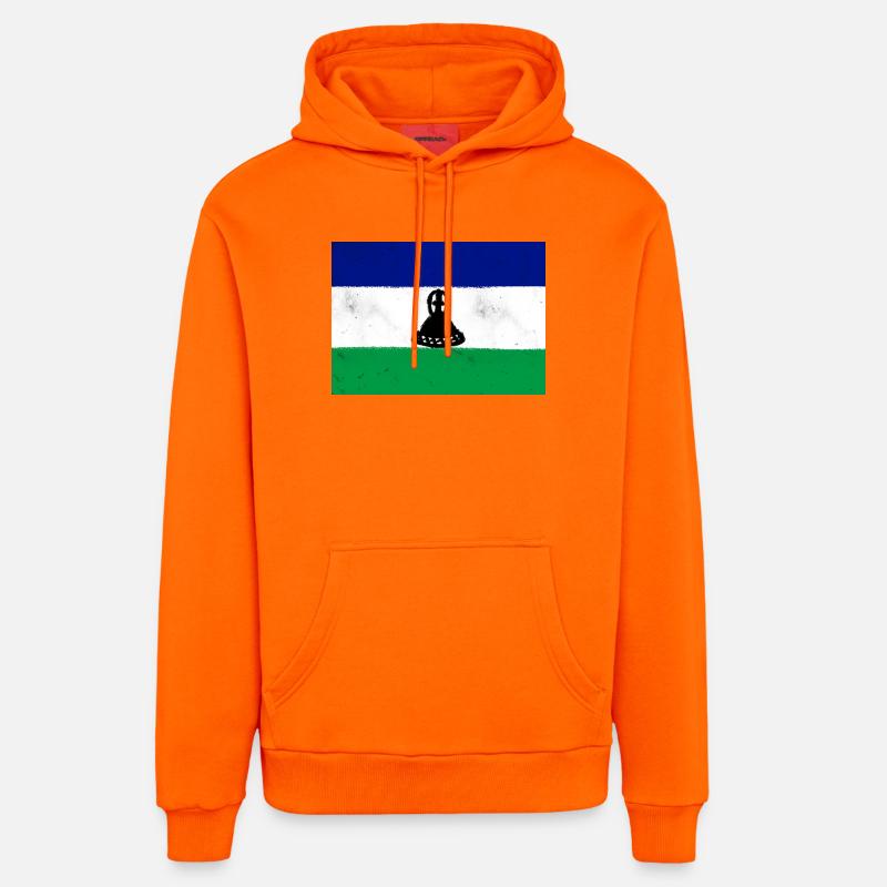 Drapeau du Lesotho - Sweat à capuche bio décontracté fabriqué en UE - SUNSET ORANGE