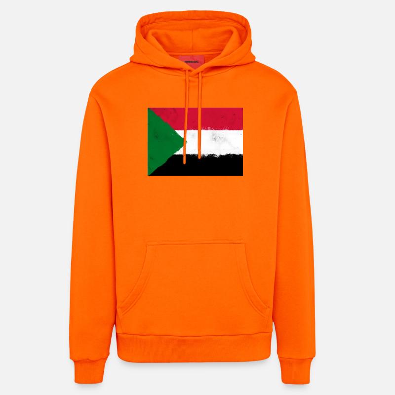 Drapeau du Soudan - Sweat à capuche bio décontracté fabriqué en UE - SUNSET ORANGE