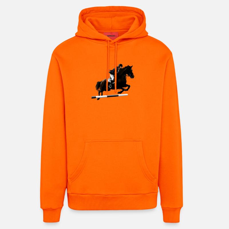 Cheval cabré avec cavalier - Sweat à capuche bio décontracté fabriqué en UE - SUNSET ORANGE