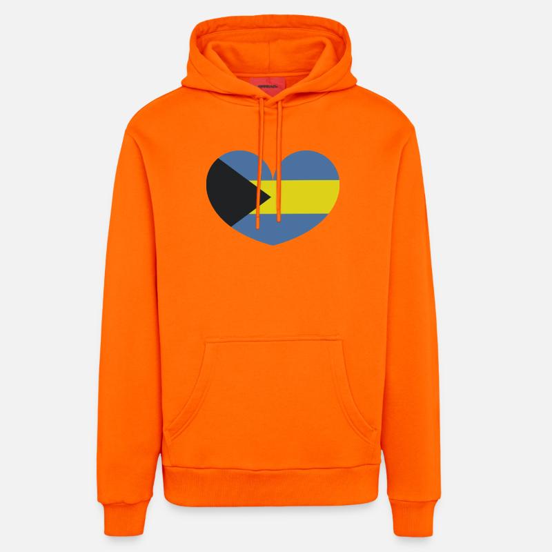 Cœur du drapeau des Bahamas - Sweat à capuche bio décontracté fabriqué en UE - SUNSET ORANGE
