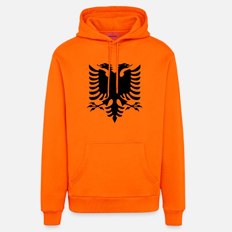 Drapeau de l’Albanie - Sweat à capuche bio décontracté fabriqué en UE - SUNSET ORANGE