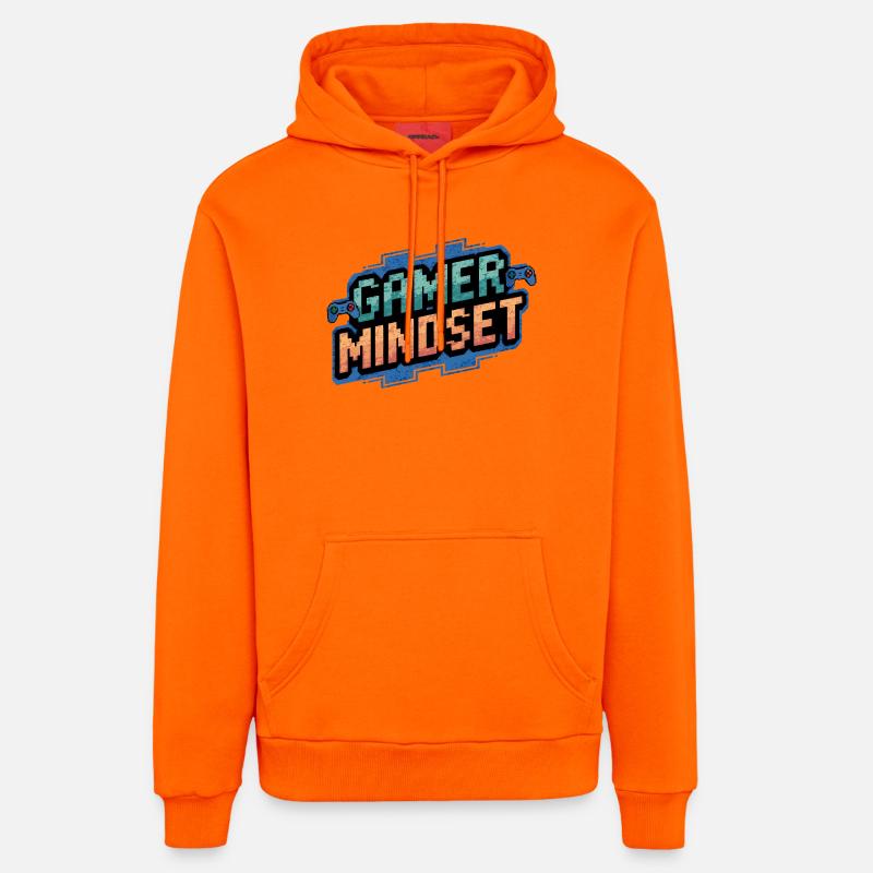 Conception pixelisée du minset gamer - Sweat à capuche bio décontracté fabriqué en UE - SUNSET ORANGE