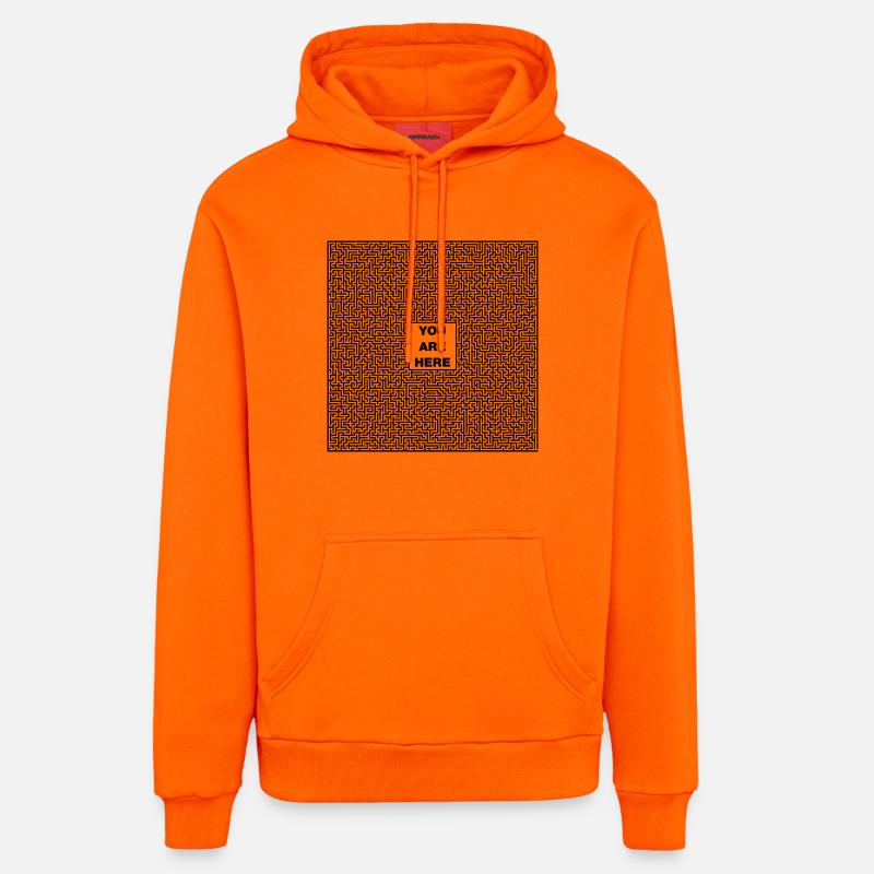 Labyrinthe Vous êtes ici - Sweat à capuche bio décontracté fabriqué en UE - SUNSET ORANGE