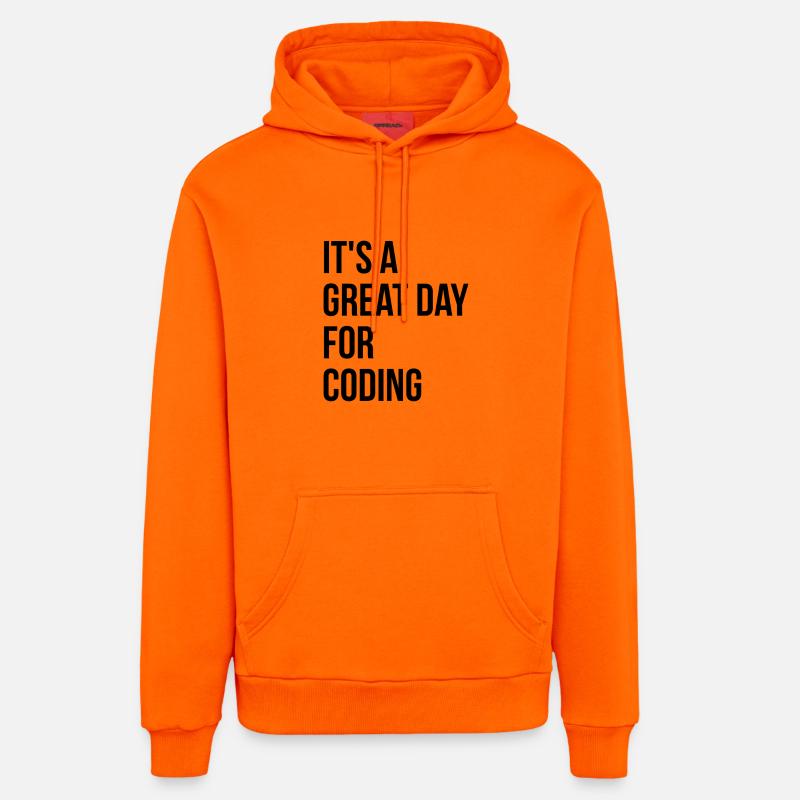 codage - Sweat à capuche bio décontracté fabriqué en UE - SUNSET ORANGE