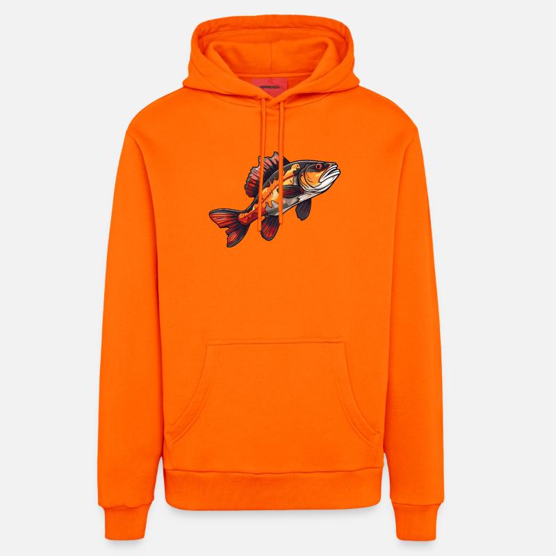 Poisson de dessins animés perches - Sweat à capuche bio décontracté fabriqué en UE - SUNSET ORANGE